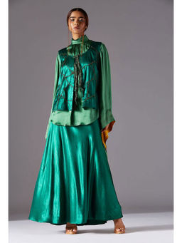 A Humming Way - Topographic Tie-up Jacket With Kimono Shirt And Flared Skirt