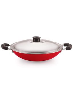 Nirlon - Non Stick Aluminium Gas Compatible Appa Chatti with Steel Lid