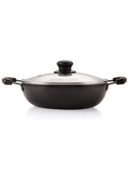 Nirlon - Non-Stick Aluminium Induction Deep Kadhai with Glass Lid