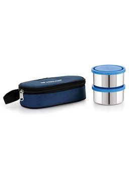 Nirlon - Stainless Steel Lunch Boxes with Carry Bag (Set of 2)) (20cm)