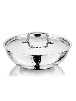 Nirlon - Hammered Stainless Steel Tasra with Stainless Steel Lid