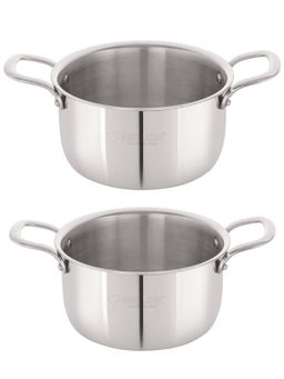 Nirlon - Superb Triply Stainless Steel Induction Kadhai, 20Cm & Casserole, 24Cm (Set of 2)