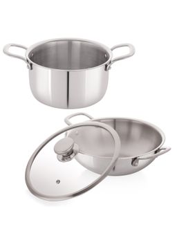 Nirlon - Superb Triply Stainless Steel Induction Kadhai 24Cm & Casserole 24Cm