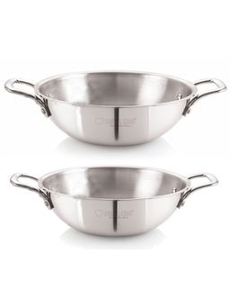 Nirlon - Superb Triply Stainless Steel Induction Kadhai (Set of 2)