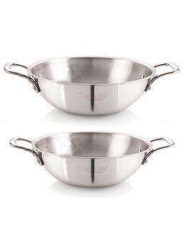 Nirlon - Superb Triply Stainless Steel Induction Kadhai (Set of 2)