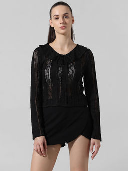 ONLY - Black Lace Crop Top