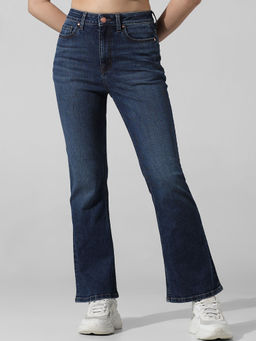 ONLY - Navy Blue Flared High Waist Jeans