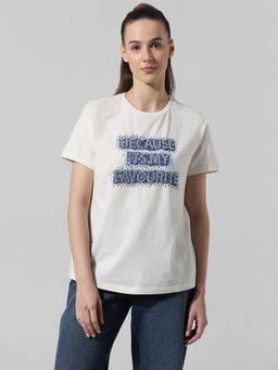 ONLY - White Bead-Detail T-Shirt