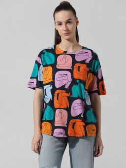 ONLY - Black Oversized Printed T-Shirt