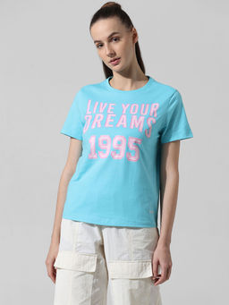 ONLY - Blue Printed T-Shirt