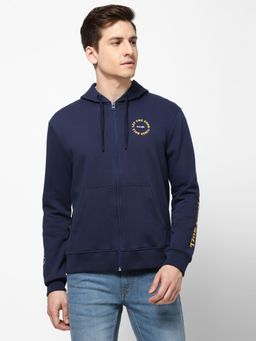 Wrangler - Men Printed Navy Hoodie (Regular)