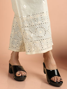 Iconics - Women Black Slip-On Round Toe Sandals