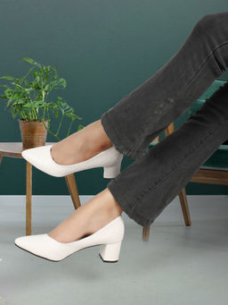 Iconics - Women White Slip-On Pointed Toe Pumps