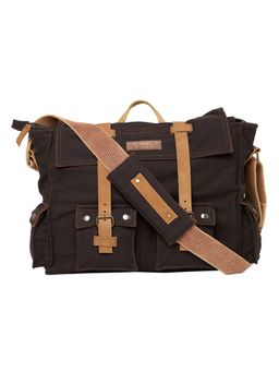 The House of Tara - Raven Black Canvas Laptop Compatible Large Solid Unisex Messenger Bag