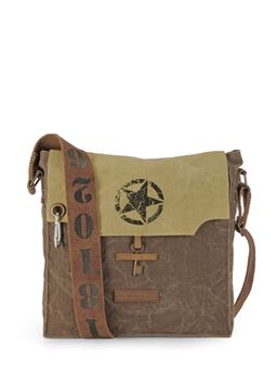 The House of Tara - Acorn Brown and Beige Sturdy Canvas Unisex Cross Body Sling Side Bag