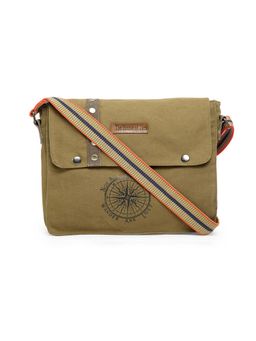 The House of Tara - Khaki Brown Canvas Compact Unisex Cross Body Sling Bag