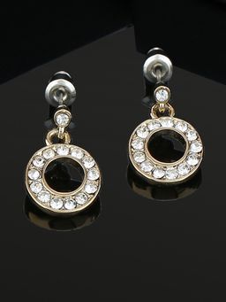 Estele - Circular Gold-Plated Stud Earrings with Crystal for Women