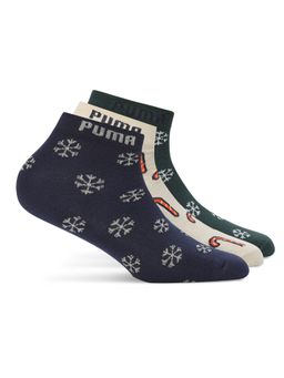 Puma - Xmas Quarter Unisex Multi-Color Socks (Pack of 3)