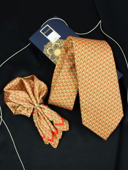 PELUCHE - Sunshine Burst Multicolor Neck Tie & Pocket Square Set for Men (Broad)