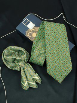 PELUCHE - Lime Fusion Green Neck Tie & Pocket Square Set for Men (Broad)