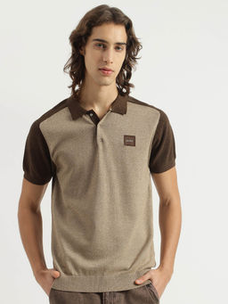 United Colors of Benetton - Men Beige Regular Fit Colorblock Polo T-shirt