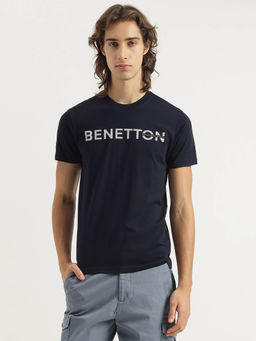 United Colors of Benetton - Men Navy Blue Regular Fit Crew Neck T-shirt