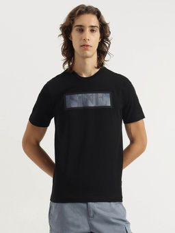 United Colors of Benetton - Men Black Relaxed Fit Crew Neck Printed T-shirt