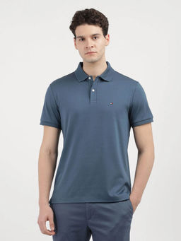 Tommy Hilfiger - Men Blue Solid Regular Fit Cotton Polo T-shirt