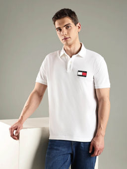 Tommy Hilfiger - Men White Solid Regular Fit Cotton Polo T-shirt