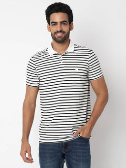 Spykar - Men White Slim Fit Casual Polo T-shirt