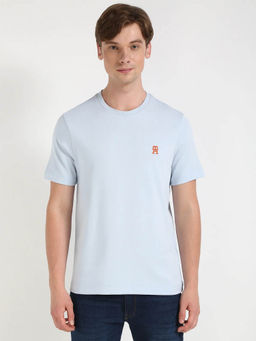 Tommy Hilfiger - Men Blue Solid Regular Fit Cotton T-shirt