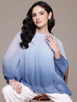 Label Ritu Kumar - Blue Anza Ombre Top