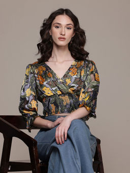 Label Ritu Kumar - Black Naila Crop Top