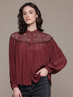 Label Ritu Kumar - Maroon Josephine Top