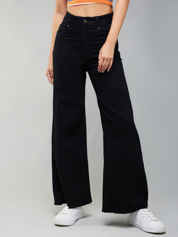 DOLCE CRUDO - Women Black High Rise Regular-Length Wide Leg Denim Jeans