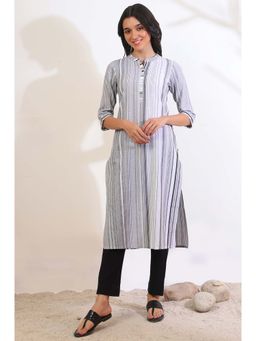 Aurelia - Women Black Yarn Dyed Pure Cotton Flared Kurta