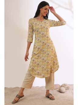 Aurelia - Women Yellow Printed A-Line Kurta