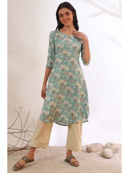 Aurelia - Women Blue Printed A-Line Kurta
