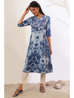 Aurelia - Women Blue Printed A-Line Kurta