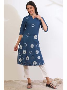 Aurelia - Women Blue Printed Pure Cotton A-Line Kurta