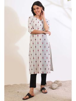 Aurelia - Women Grey Yarn Dyed Pure Cotton Straight Kurta