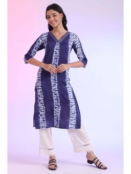 Aurelia - Women Blue Printed Straight Kurta