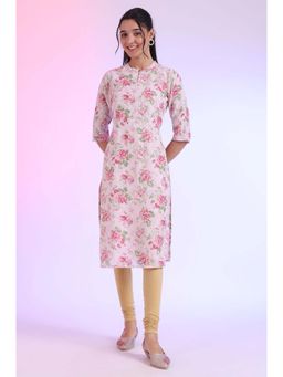 Aurelia - Women Pink Printed Straight Kurta