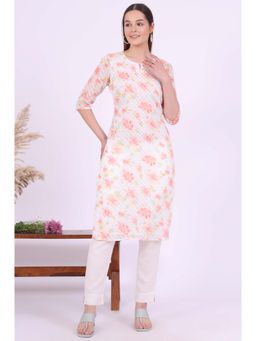 Aurelia - Women White Printed Georgette Straight Kurta