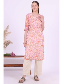 Aurelia - Women Orange Printed Georgette Straight Kurta