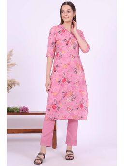 Aurelia - Women Pink Printed Straight Kurta