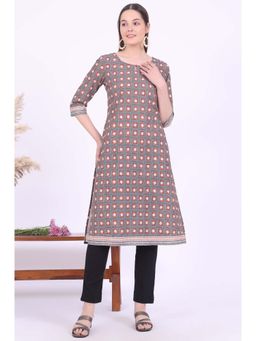 Aurelia - Women Brown Printed Modal Straight Kurta