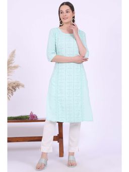 Aurelia - Women Green Embroidered Straight Kurta