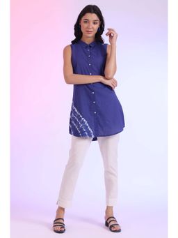 Aurelia - Women Blue Solid Pure Cotton Straight Kurti