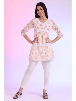 Aurelia - Women White Printed Straight Kurti
